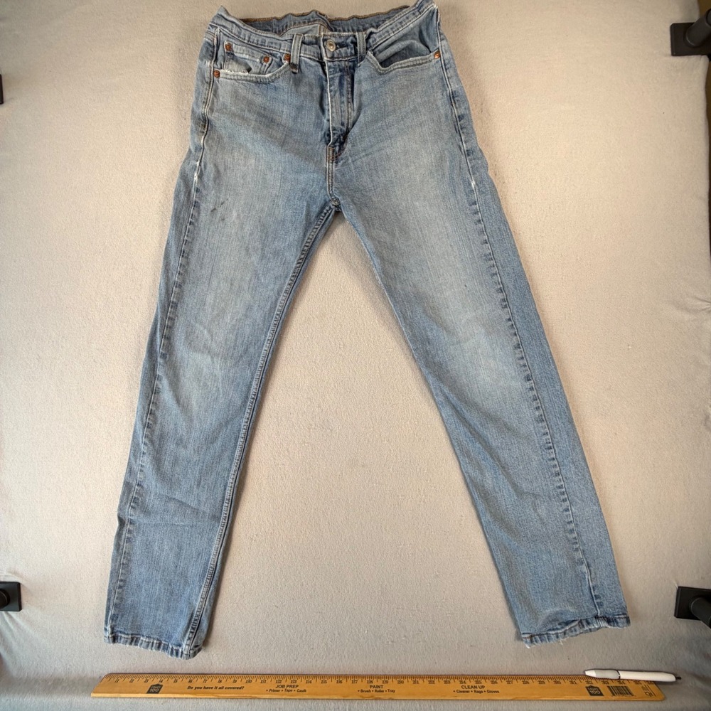 Levis 505 Regular Fit Straight Leg Jeans Mens 32x34 Light Wash Blue Denim Pants